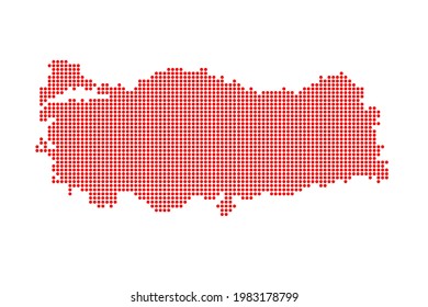 Dotted Style of red color Turkey map, white dotted USA map with shadows, vector, illustration, eps file