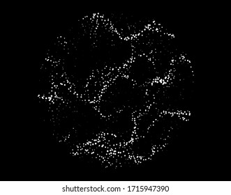 Dotted surface of sphere made with Generative art algorytm - Perlin gradient simplex noise for texture synthesis. Isotropic continuous texture.
