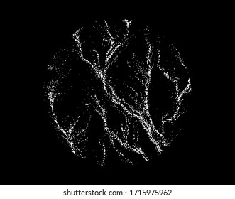 Dotted surface of sphere made with Generative art algorytm - Perlin gradient simplex noise for texture synthesis. Isotropic continuous texture.