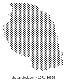 Dotted Tanzania map. Vector geographic scheme. Cartographic pattern of Tanzania map combined with filled circles.
