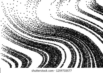 Dotted texture. Abstract grunge grid stripe  background. Wavy pattern. Black and white line vector illustration.