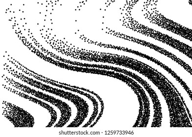 Dotted texture. Abstract grunge grid stripe  background. Wavy pattern. Black and white line vector illustration.