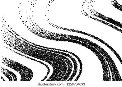 Dotted texture. Abstract grunge grid stripe  background. Wavy pattern. Black and white line vector illustration.