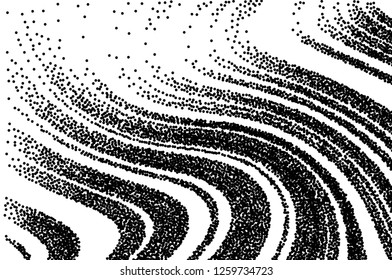 Dotted texture. Abstract grunge grid stripe  background. Wavy pattern. Black and white line vector illustration.