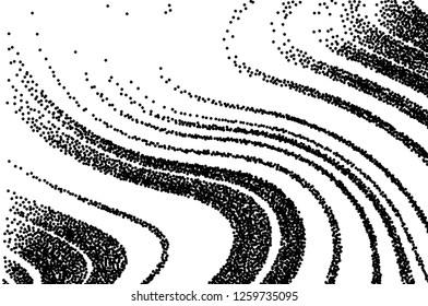 Dotted texture. Abstract grunge grid stripe  background. Wavy pattern. Black and white line vector illustration.