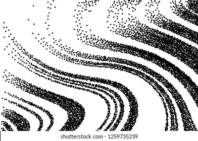 Dotted texture. Abstract grunge grid stripe  background. Wavy pattern. Black and white line vector illustration.