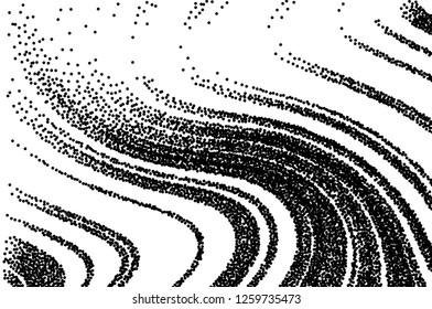 Dotted texture. Abstract grunge grid stripe  background. Wavy pattern. Black and white line vector illustration.