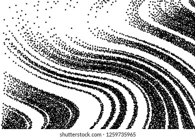 Dotted texture. Abstract grunge grid stripe  background. Wavy pattern. Black and white line vector illustration.