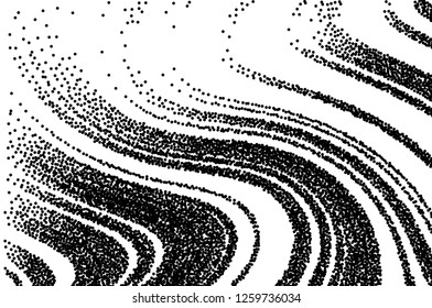 Dotted texture. Abstract grunge grid stripe  background. Wavy pattern. Black and white line vector illustration.