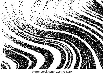 Dotted texture. Abstract grunge grid stripe  background. Wavy pattern. Black and white line vector illustration.