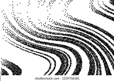 Dotted texture. Abstract grunge grid stripe  background. Wavy pattern. Black and white line vector illustration.