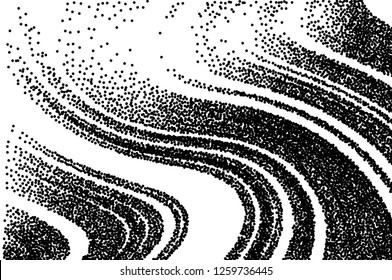 Dotted texture. Abstract grunge grid stripe  background. Wavy pattern. Black and white line vector illustration.