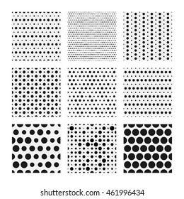 Dotted texture collection, vector Tileable simple texture  pattern. 