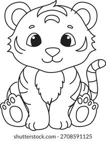 Contorno de tigre punteado diseñado para el trazado de colores y actividades de aprendizaje temprano perfectas para imprimir en preescolar