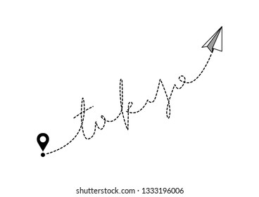 Dotted Tokyo Text with Flying Paper Plane