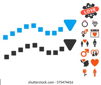 Dotted Trend Lines icon with bonus amour images. Vector illustration style is flat iconic symbols for web design, app user interfaces.
