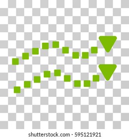 Dotted Trend Lines icon. Vector illustration style is flat iconic symbol, eco green color, transparent background. Designed for web and software interfaces.