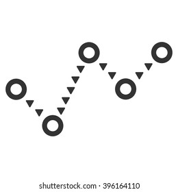 Dotted Trend vector icon. Dotted Trend icon symbol. Dotted Trend icon image. Dotted Trend icon picture. Dotted Trend pictogram. Flat gray dotted trend icon. Isolated dotted trend icon graphic.