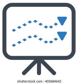Dotted Trends Board vector toolbar icon. Style is bicolor flat icon symbol, smooth blue colors, white background, rhombus dots.