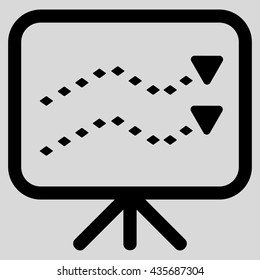 Dotted Trends Board vector toolbar icon. Style is flat icon symbol, black color, light gray background, rhombus dots.