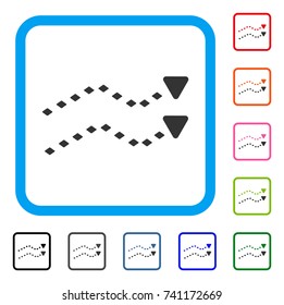 Dotted Trends icon. Flat gray pictogram symbol inside a light blue rounded rectangle. Black, gray, green, blue, red, orange color versions of Dotted Trends vector.