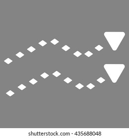 Dotted Trends vector toolbar icon. Style is flat icon symbol, white color, gray background, rhombus dots.