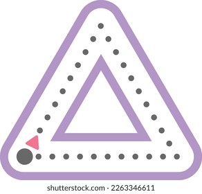 Dotted triangle shape for tracing lines for preschool and kindergarten school kids for math drawing practice