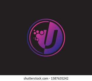 Dotted U Letter Logo, Circle U Technology Design Icon
