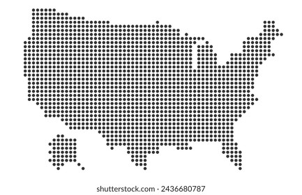 Dotted United States map, black dot map of the USA vector illustration