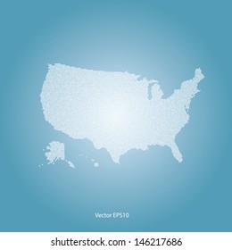 Dotted USA map on blue