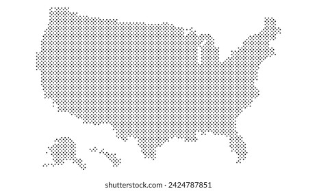 dotted usa map on white background 