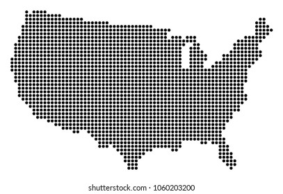 Dotted USA Map. Vector collage of USA Map done of circle elements. Vector geographic map.