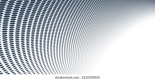 Dotted vector abstract background, black dots in perspective flow, dotty texture abstraction, big data technology image, single color cool backdrop.