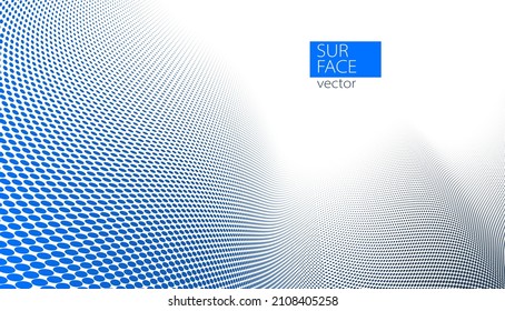 Dotted vector abstract background, blue and grey dots in perspective flow, dotty texture abstraction, big data technology image, cool backdrop.