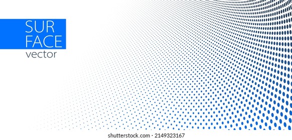 Dotted vector abstract background, blue and grey dots in perspective flow, dotty texture abstraction, big data technology image, cool backdrop.