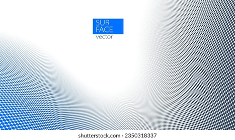 Dotted vector abstract background, blue and grey dots in perspective flow, dotty texture abstraction, big data technology image, cool backdrop.
