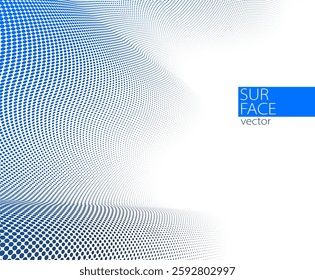 Dotted vector abstract background, blue and grey dots in perspective flow, dotty texture abstraction, big data technology image, cool backdrop.