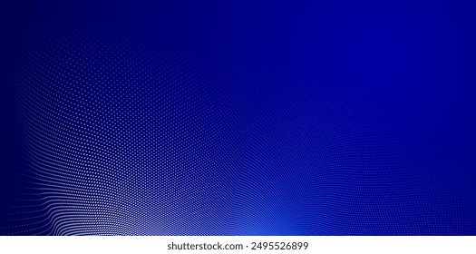 Dotted vector abstract background, dark blue dots in perspective flow, multimedia information theme, big data technology image, cool backdrop.