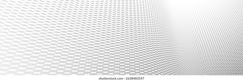 Dotted vector abstract background, light grey dots in perspective flow, dotty texture abstraction, big data technology image, cool backdrop.