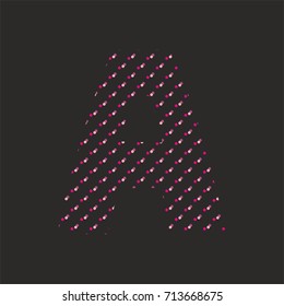 A dotted vector alphabet letter isolated on black background