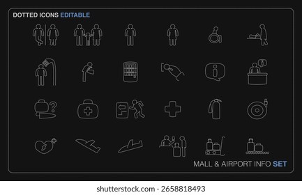 Ícone de vetor pontilhado inspirado em luzes LED e shows de drones. Estilo editável e mínimo para projetos Mall e Airport Info, perfeito para UI moderna, aplicativos e apresentações.