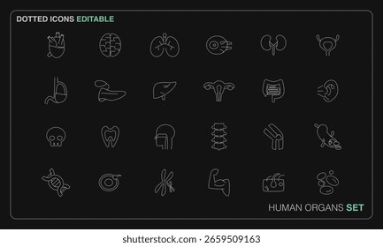 Ícone de vetor pontilhado inspirado em luzes LED e shows de drones. Estilo editável e mínimo para projetos de órgãos humanos, perfeito para UI moderna, aplicativos e apresentações.