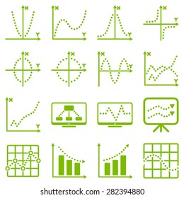 Dotted vector infographic business icons. This vector icon set uses eco green color and white background.