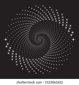 Dotted Vector Spiral Pattern or Texture. Stipple Dot Backgrounds with light elements on a dark background