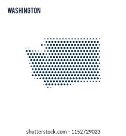 Dotted Washington map isolated on white background.