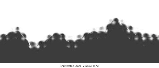 Fondo de onda punteado. Gradiente vectorial abstracto de semitono. El flujo de partículas se desvanece. Efecto fluido texturado. Diseño dinámico con puntos