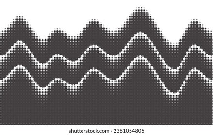 Fondo de onda punteado. Gradiente vectorial abstracto de semitono. El flujo de partículas se desvanece. Efecto fluido texturado. Diseño dinámico con puntos
