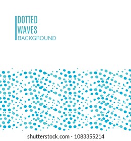 Dotted wave border seamless pattern. Stock vector illustration of flowing water in blue color for background.
