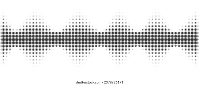 Dotted wave. Halftone vector pattern. Abstract music sound. Wavy audio shape equalizer. Dynamic beat gradation