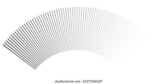 Plano de fundo da linha de onda pontilhada. Padrão ondulado de meio-tom preto. Papel de parede de onda de fluxo de partícula abstrata. Elemento de design de rede de gradiente tracejado curvo para placa-mãe, banner, apresentação